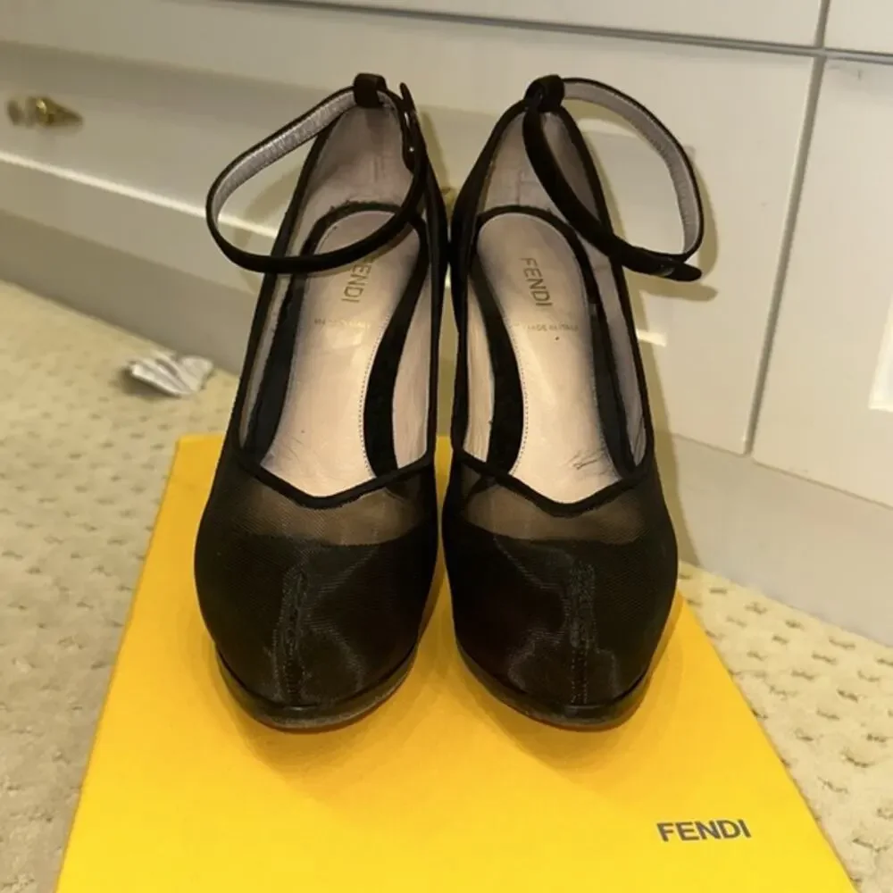 Fendi -  Mesh & Suede Decollete Platform Heel - Picture 2 of 10